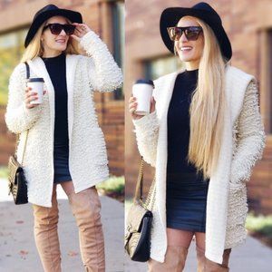 Cardigan with Loop Fringe Hoodie